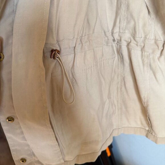 Zara Basic Beige Womens Jacket Drawstring Waist Utility Pockets Small - Picture 10 of 14